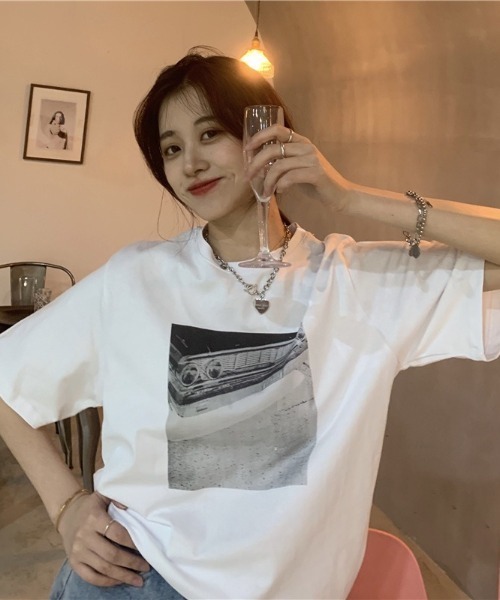 SHEPP（シープ）の「【26年春夏新作】オーバーサイズ フロントフォトプリント ビッグTシャツ（Tシャツ/カットソー・レディース・ホワイト/ベージュ/チャコール・L/M）」の14枚目の写真