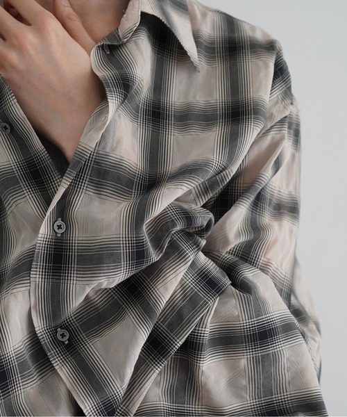 my beautiful landlet（マイビューティフルランドレット）の「my beautiful landlet Sheer check s/s shirt（シャツ/ブラウス・メンズ・ブルー/ベージュ/ブラック・0）」の2枚目の写真