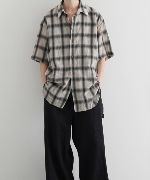 my beautiful landlet（マイビューティフルランドレット）の「my beautiful landlet Sheer check s/s shirt（シャツ/ブラウス・メンズ・ブルー/ベージュ/ブラック・0）」の7枚目の写真