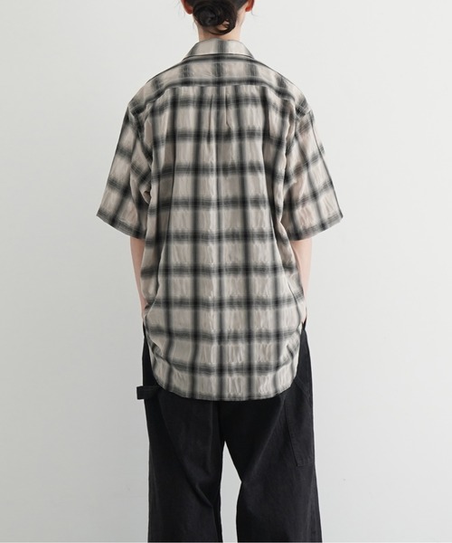 my beautiful landlet（マイビューティフルランドレット）の「my beautiful landlet Sheer check s/s shirt（シャツ/ブラウス・メンズ・ブルー/ベージュ/ブラック・0）」の8枚目の写真
