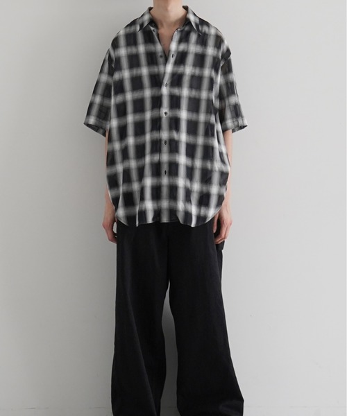 my beautiful landlet（マイビューティフルランドレット）の「my beautiful landlet Sheer check s/s shirt（シャツ/ブラウス・メンズ・ブルー/ベージュ/ブラック・0）」の4枚目の写真