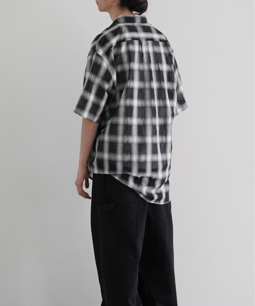 my beautiful landlet（マイビューティフルランドレット）の「my beautiful landlet Sheer check s/s shirt（シャツ/ブラウス・メンズ・ブルー/ベージュ/ブラック・0）」の5枚目の写真