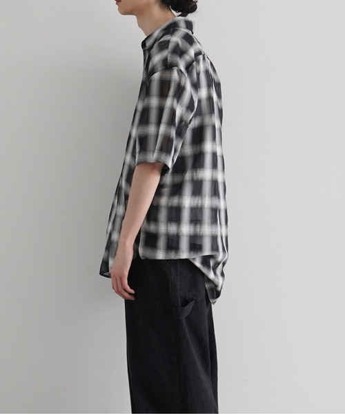 my beautiful landlet（マイビューティフルランドレット）の「my beautiful landlet Sheer check s/s shirt（シャツ/ブラウス・メンズ・ブルー/ベージュ/ブラック・0）」の6枚目の写真