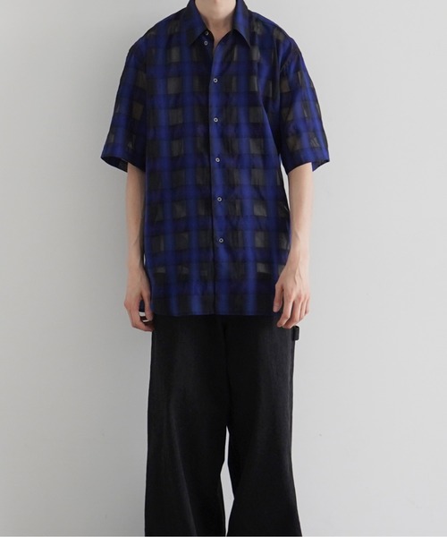 my beautiful landlet（マイビューティフルランドレット）の「my beautiful landlet Sheer check s/s shirt（シャツ/ブラウス・メンズ・ブルー/ベージュ/ブラック・0）」の12枚目の写真