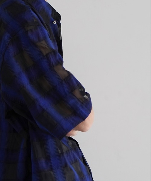 my beautiful landlet（マイビューティフルランドレット）の「my beautiful landlet Sheer check s/s shirt（シャツ/ブラウス・メンズ・ブルー/ベージュ/ブラック・0）」の14枚目の写真