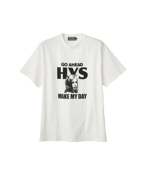 HYSTERIC GLAMOUR（ヒステリックグラマー）の「MAKE MY DAY Tシャツ（Tシャツ/カットソー・メンズ・ホワイト/ブラック/ベージュ・X-LARGE/LARGE/MEDIUM/SMALL）」の2枚目の写真