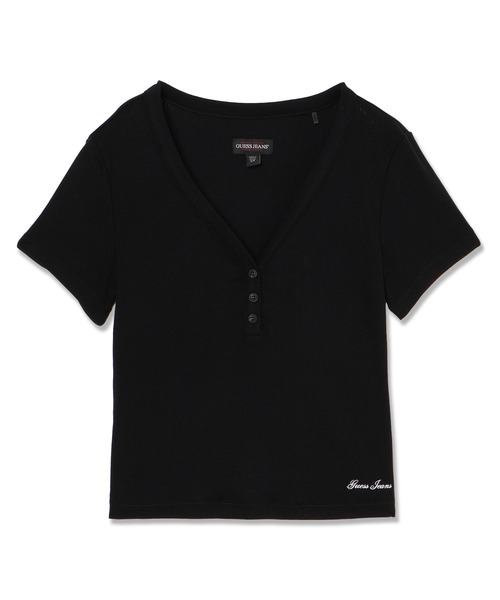 GUESS JEANS Pointelle Short Sleeves Henley Top 半袖 トップス