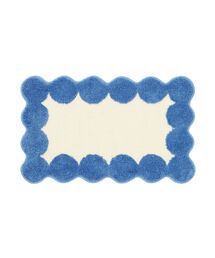 Francfranc（フランフラン）の「ドットフレーム マット 830×520 アイボリー×ライトブルー 玄関マット 玄関 寝室（ラグ/マット）」