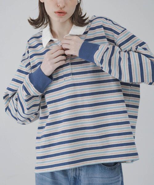 URBAN RESEARCH Sonny Label（アーバンリサーチサニーレーベル）の「マルチボーダーラガーシャツ（Tシャツ/カットソー・レディース・グリーン系その他/ブルー系その他/ピンク系その他・FREE）」の13枚目の写真