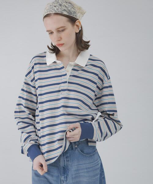 URBAN RESEARCH Sonny Label（アーバンリサーチサニーレーベル）の「マルチボーダーラガーシャツ（Tシャツ/カットソー・レディース・グリーン系その他/ブルー系その他/ピンク系その他・FREE）」の14枚目の写真