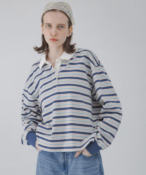 URBAN RESEARCH Sonny Label（アーバンリサーチサニーレーベル）の「マルチボーダーラガーシャツ（Tシャツ/カットソー・レディース・グリーン系その他/ブルー系その他/ピンク系その他・FREE）」の15枚目の写真