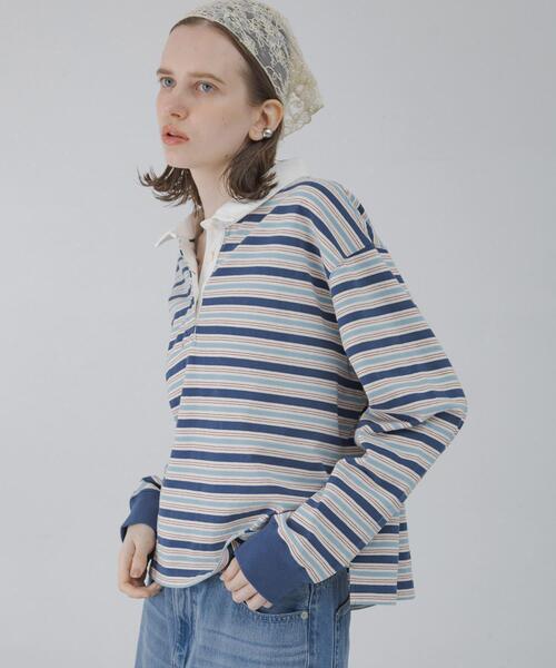 URBAN RESEARCH Sonny Label（アーバンリサーチサニーレーベル）の「マルチボーダーラガーシャツ（Tシャツ/カットソー・レディース・グリーン系その他/ブルー系その他/ピンク系その他・FREE）」の16枚目の写真