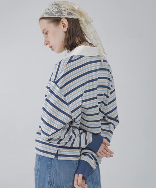 URBAN RESEARCH Sonny Label（アーバンリサーチサニーレーベル）の「マルチボーダーラガーシャツ（Tシャツ/カットソー・レディース・グリーン系その他/ブルー系その他/ピンク系その他・FREE）」の17枚目の写真