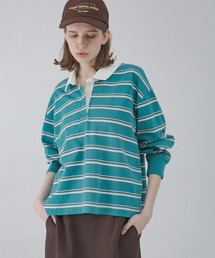 ラガーシャツ ボーダー」に該当するグリーン・カーキ/緑色系の