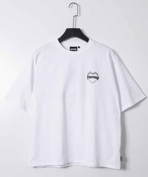 THRASHER(スラッシャー)の「【at】〔THRASHER/スラッシャー〕別注 ファイアーハート ワンポイントロゴ刺繍 クルーネック半袖Tシャツ S~Lサイズ展開(Tシャツ/カットソー・メンズ・ホワイト/アッシュグレー/ブラック・SMALL/LARGE/MEDIUM)」の9枚目の写真