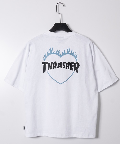 THRASHER(スラッシャー)の「【at】〔THRASHER/スラッシャー〕別注 ファイアーハート ワンポイントロゴ刺繍 クルーネック半袖Tシャツ S~Lサイズ展開(Tシャツ/カットソー・メンズ・ホワイト/アッシュグレー/ブラック・SMALL/LARGE/MEDIUM)」の10枚目の写真