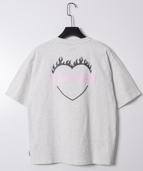 THRASHER(スラッシャー)の「【at】〔THRASHER/スラッシャー〕別注 ファイアーハート ワンポイントロゴ刺繍 クルーネック半袖Tシャツ S~Lサイズ展開(Tシャツ/カットソー・メンズ・ホワイト/アッシュグレー/ブラック・SMALL/LARGE/MEDIUM)」の14枚目の写真