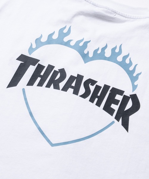 THRASHER(スラッシャー)の「【at】〔THRASHER/スラッシャー〕別注 ファイアーハート ワンポイントロゴ刺繍 クルーネック半袖Tシャツ S~Lサイズ展開(Tシャツ/カットソー・メンズ・ホワイト/アッシュグレー/ブラック・SMALL/LARGE/MEDIUM)」の6枚目の写真