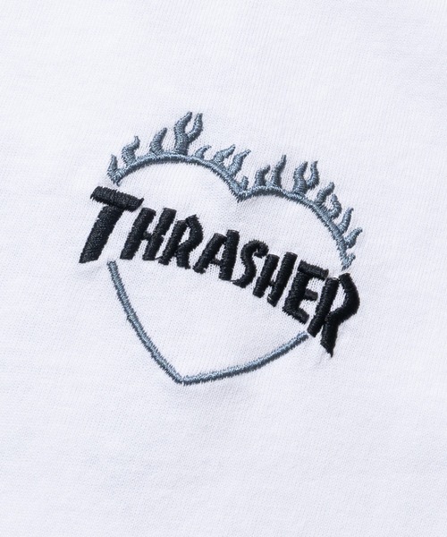 THRASHER(スラッシャー)の「【at】〔THRASHER/スラッシャー〕別注 ファイアーハート ワンポイントロゴ刺繍 クルーネック半袖Tシャツ S~Lサイズ展開(Tシャツ/カットソー・メンズ・ホワイト/アッシュグレー/ブラック・SMALL/LARGE/MEDIUM)」の5枚目の写真