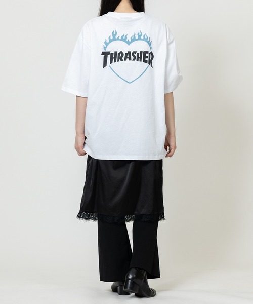THRASHER(スラッシャー)の「【at】〔THRASHER/スラッシャー〕別注 ファイアーハート ワンポイントロゴ刺繍 クルーネック半袖Tシャツ S~Lサイズ展開(Tシャツ/カットソー・メンズ・ホワイト/アッシュグレー/ブラック・SMALL/LARGE/MEDIUM)」の20枚目の写真