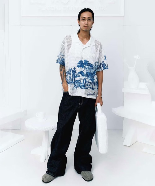 PLATEAU STUDIO（プラトースタジオ）の「PLATEAU STUDIO / プラトースタジオ Summer shirt - lace（シャツ/ブラウス・メンズ・ホワイト・3）」の2枚目の写真