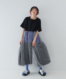 配色ティアードワンピース  laides