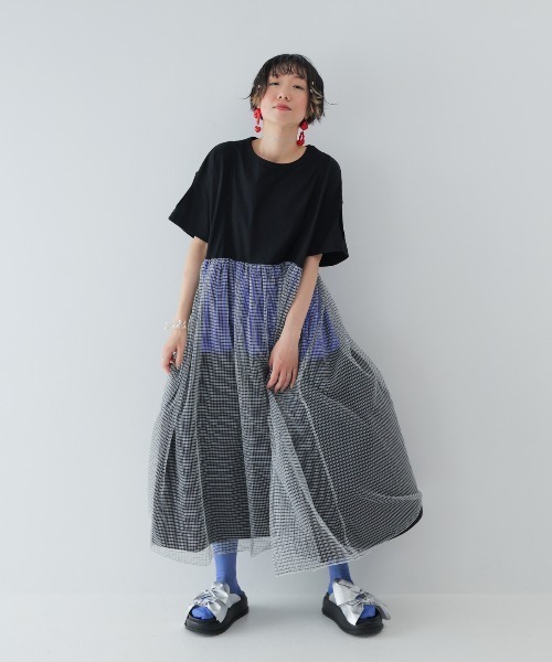 unica(ユニカ)の「配色ティアードワンピース laides(ワンピース・レディース・ブラック×ホワイト・F)」の1枚目の写真