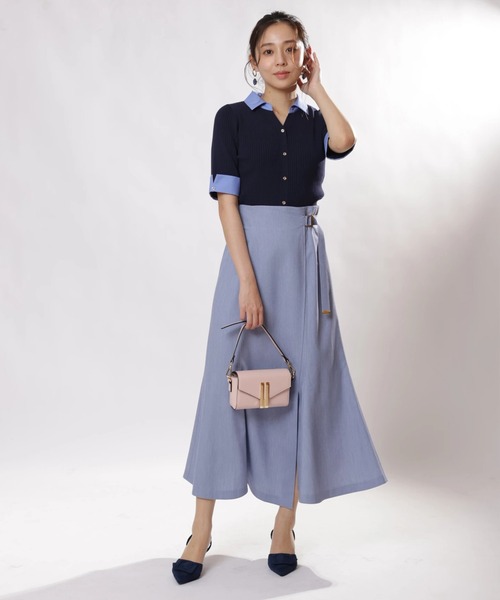 JUSGLITTY(ジャスグリッティー)の「配色シャツカラー5分袖ニット(ニット/セーター・レディース・ブルー系その他3/ホワイト/オレンジ/ネイビー/ライトイエロー・2)」の11枚目の写真