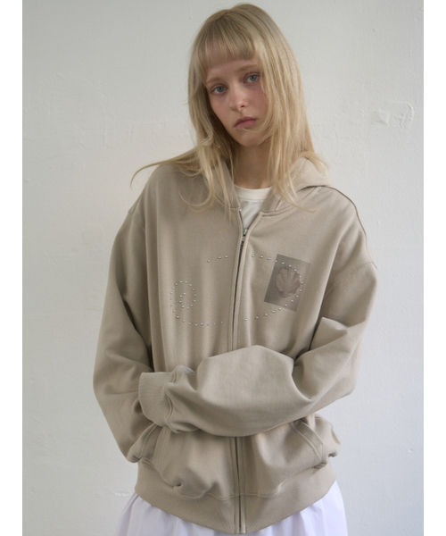 Dusty Zip‑Up Hoodie — молочно‑песочная худи на молнии