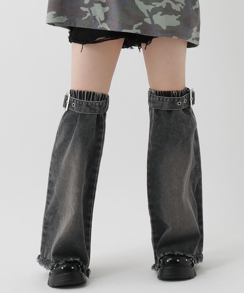 repipi armario（レピピ アルマリオ）の「デニムフリンジニーカバー（ソックス/靴下・キッズ・カモフラージュ/ブラック/ブルー・FREE）」の4枚目の写真