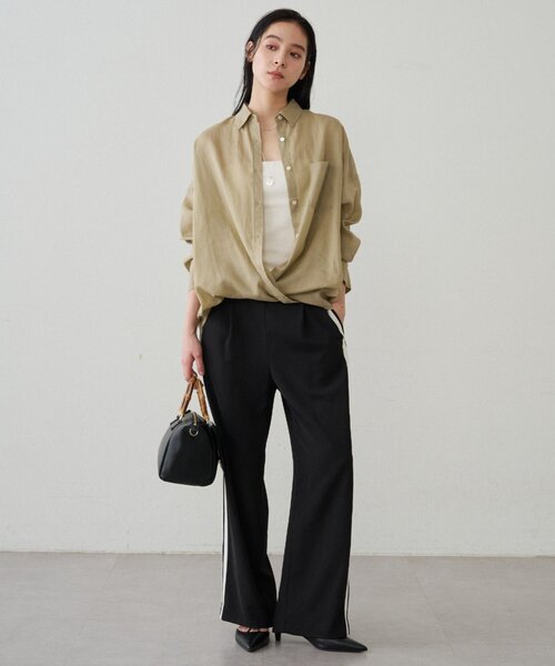 LOUNGEDRESS(ラウンジドレス)の「カシュクール2wayリネンシャツ(シャツ/ブラウス・レディース・オフホワイト/ベージュ/ピンク・FREE)」の8枚目の写真