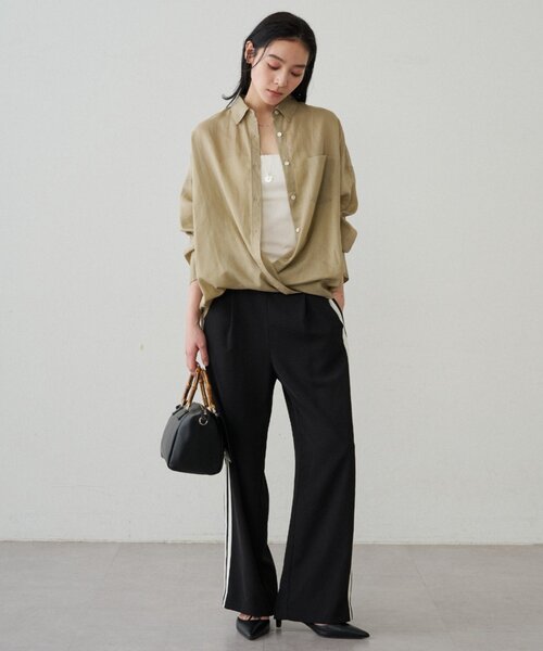 LOUNGEDRESS(ラウンジドレス)の「カシュクール2wayリネンシャツ(シャツ/ブラウス・レディース・オフホワイト/ベージュ/ピンク・FREE)」の7枚目の写真