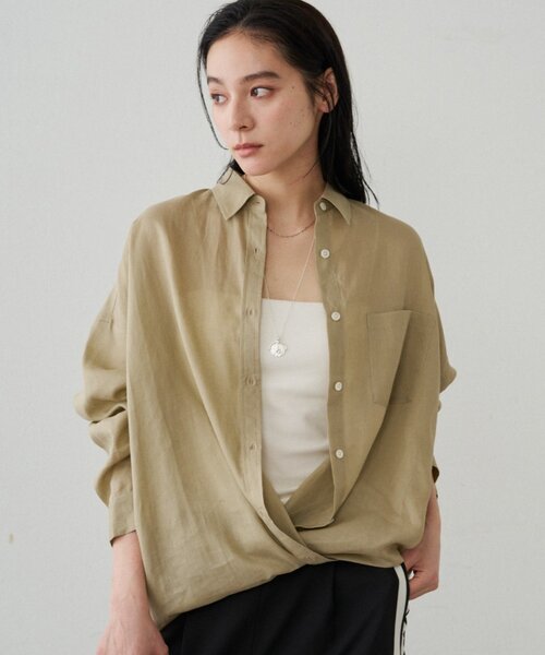 LOUNGEDRESS(ラウンジドレス)の「カシュクール2wayリネンシャツ(シャツ/ブラウス・レディース・オフホワイト/ベージュ/ピンク・FREE)」の11枚目の写真