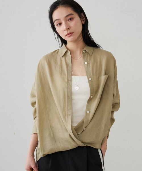 LOUNGEDRESS(ラウンジドレス)の「カシュクール2wayリネンシャツ(シャツ/ブラウス・レディース・オフホワイト/ベージュ/ピンク・FREE)」の13枚目の写真