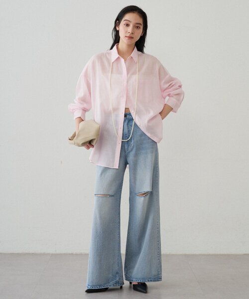 LOUNGEDRESS(ラウンジドレス)の「カシュクール2wayリネンシャツ(シャツ/ブラウス・レディース・オフホワイト/ベージュ/ピンク・FREE)」の16枚目の写真