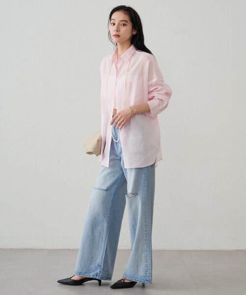 LOUNGEDRESS(ラウンジドレス)の「カシュクール2wayリネンシャツ(シャツ/ブラウス・レディース・オフホワイト/ベージュ/ピンク・FREE)」の19枚目の写真