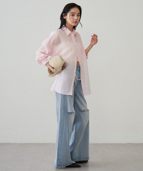 LOUNGEDRESS(ラウンジドレス)の「カシュクール2wayリネンシャツ(シャツ/ブラウス・レディース・オフホワイト/ベージュ/ピンク・FREE)」の17枚目の写真