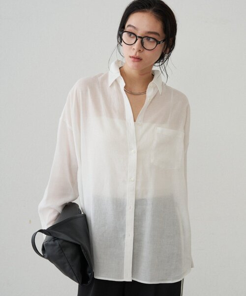 LOUNGEDRESS(ラウンジドレス)の「カシュクール2wayリネンシャツ(シャツ/ブラウス・レディース・オフホワイト/ベージュ/ピンク・FREE)」の4枚目の写真