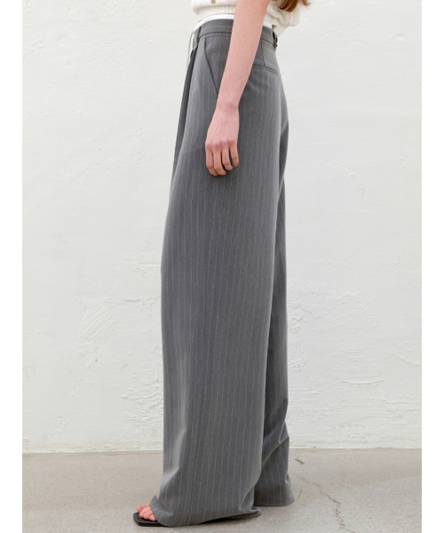 ATELIER NAIN(アトリエナイン)の「MIA DOUBLE WAIST STRIPE PANTS(PT-5643)(スラックス・レディース・チャコールグレー/ダークネイビー/ブルーグレー・MEDIUM/SMALL)」の5枚目の写真