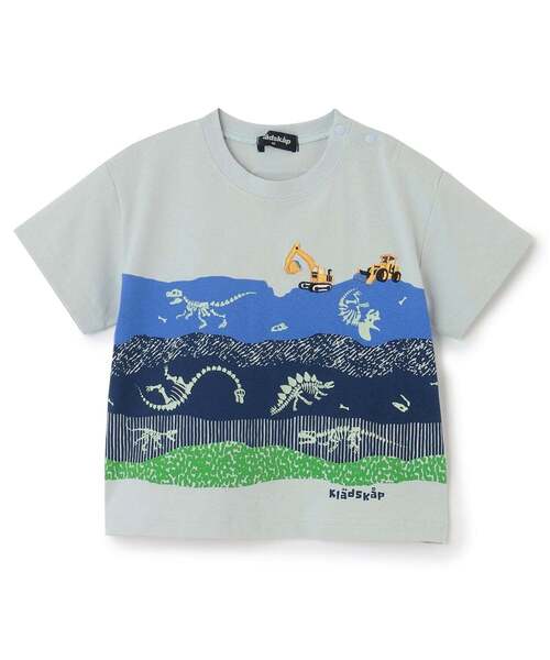 kladskap(クレードスコープ)の「蓄光プリント地層と化石半袖Tシャツ【接触冷感・速乾】(Tシャツ/カットソー・キッズ・ライトグレー/オフホワイト・130cm/120cm/100cm/90cm/110cm)」の2枚目の写真