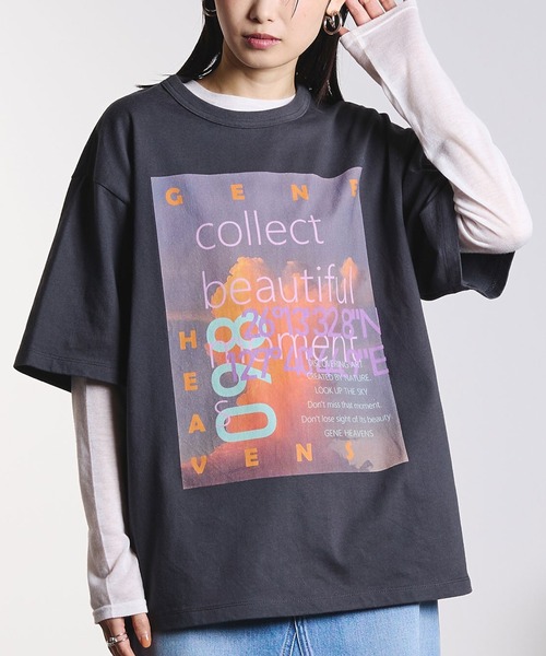 ROSE BUD(ローズバッド)の「(GENE HEAVENS)NEON PHOTO TEE(Tシャツ/カットソー・レディース・チャコールグレー/オフホワイト・ONE SIZE)」の2枚目の写真