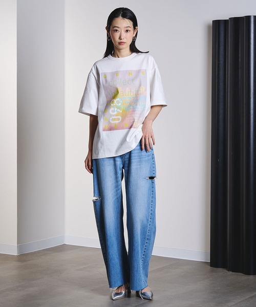 ROSE BUD(ローズバッド)の「(GENE HEAVENS)NEON PHOTO TEE(Tシャツ/カットソー・レディース・チャコールグレー/オフホワイト・ONE SIZE)」の7枚目の写真