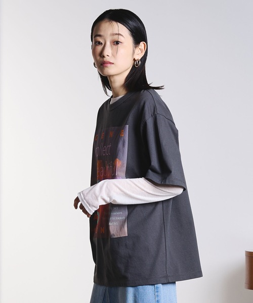 ROSE BUD(ローズバッド)の「(GENE HEAVENS)NEON PHOTO TEE(Tシャツ/カットソー・レディース・チャコールグレー/オフホワイト・ONE SIZE)」の12枚目の写真