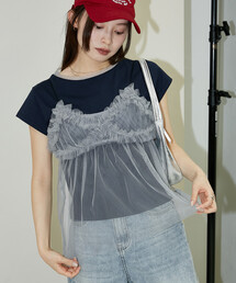 PUBLUX/パブリュクス チュール ビスチェ Tシャツ セット 限定展開