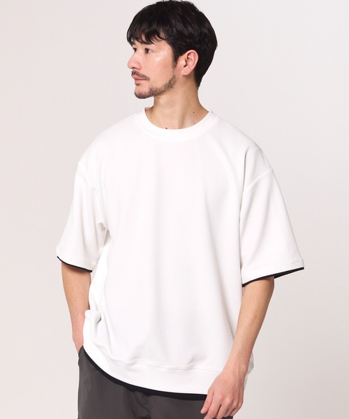 coca（coca）（コカ）の「エンボスレイヤード風トップス（Tシャツ/カットソー・メンズ・ダークグリーン/ホワイト/ライトグレー/ブラック・L/XL/M）」の2枚目の写真