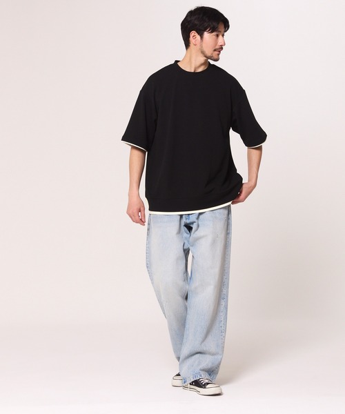 coca（coca）（コカ）の「エンボスレイヤード風トップス（Tシャツ/カットソー・メンズ・ダークグリーン/ホワイト/ライトグレー/ブラック・L/XL/M）」の5枚目の写真