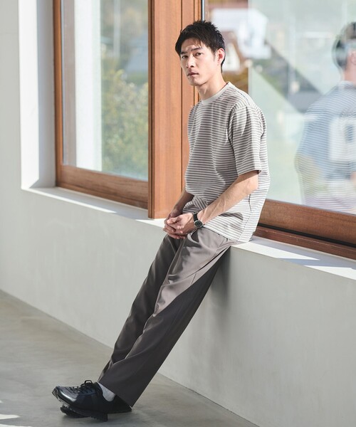 green label relaxing(グリーンレーベルリラクシング)の「ポンチ ボーダー クルーネック 半袖 Tシャツ カットソー(Tシャツ/カットソー・メンズ・ライトグレー/ブラック・S/XL/L/M)」の4枚目の写真