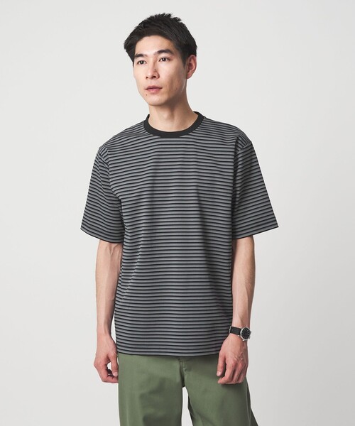 green label relaxing(グリーンレーベルリラクシング)の「ポンチ ボーダー クルーネック 半袖 Tシャツ カットソー(Tシャツ/カットソー・メンズ・ライトグレー/ブラック・S/XL/L/M)」の5枚目の写真