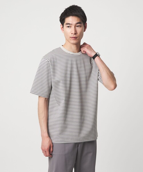 green label relaxing(グリーンレーベルリラクシング)の「ポンチ ボーダー クルーネック 半袖 Tシャツ カットソー(Tシャツ/カットソー・メンズ・ライトグレー/ブラック・S/XL/L/M)」の7枚目の写真