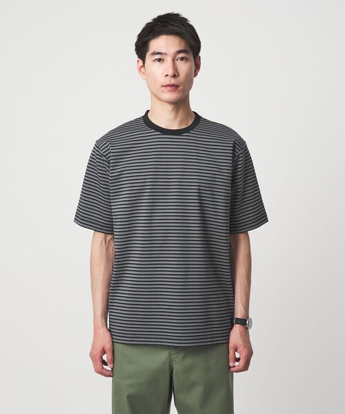 green label relaxing(グリーンレーベルリラクシング)の「ポンチ ボーダー クルーネック 半袖 Tシャツ カットソー(Tシャツ/カットソー・メンズ・ライトグレー/ブラック・S/XL/L/M)」の9枚目の写真